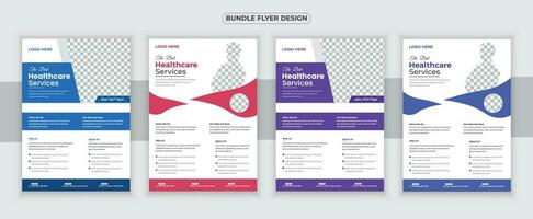 medizinisch Flyer oder dl Flyer und Gestell Karte Design Vorlage und medizinisch Broschüre Design vektor