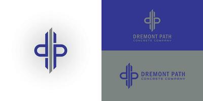 abstrakter Anfangsbuchstabe dp-Logo in blauer und silberner Farbe isoliert auf weißem Hintergrund für Betonfertigteile Firmenlogo auch geeignet für Marken oder Unternehmen mit Anfangsnamen pd vektor