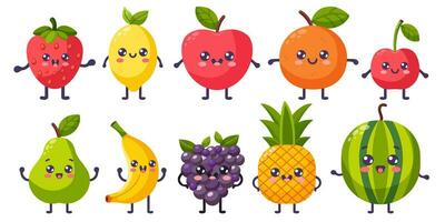 häftig tecknad serie frukt uppsättning vektor