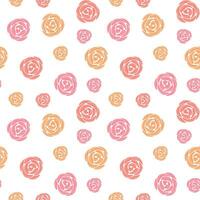 blommig sömlös mönster med rosa och orange reste sig blomma. vektor bakgrund illustration för hjärtans dag dekoration