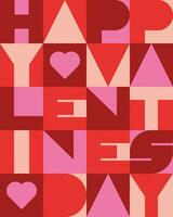 valentines dag hälsning kort, geometrisk typografi. vektor illustration