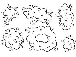 Comic Blase Wolke. Spur und verfolgen. ein abstrakt Element von Bewegung. Karikatur schwarz und Weiß Illustration. einstellen von komisch Rauch und Dampf. vektor