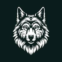 Wolf Kopf Vektor Illustration isoliert auf schwarz Hintergrund zum T-Shirt, tätowieren und andere Design