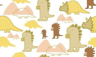 Kinder Baby Muster mit süß Dinosaurier Konzept und modisch kindisch Stoff Hintergrund, Karikatur Dinosaurier. vektor