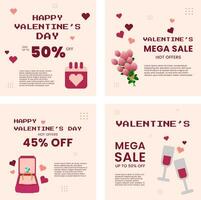Valentinstag pixelig Banner Vorlagen zum Sozial Medien vektor