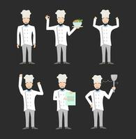 kulinarisch Maestro - - Karikatur Vektor setzt mit Köche im verschiedene posiert mit klassisch Weiß Uniformen