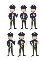 beschattet Wächter - - Polizisten im verschiedene posiert illustriert im glatt schwarz Uniformen vektor