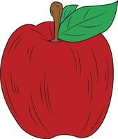 Apfel mit Stengel und Blatt. natürlich Produkt. frisch Apfel. gesund Essen und Diät. Dekoration von Gruß Karten, Poster, Flecken, druckt auf Kleidung, Embleme. vektor
