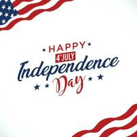 Lycklig fjärde juli Semester i de oss. amerikan oberoende dag hälsning kort, baner, affisch med förenad stater flagga, vektor illustration