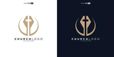 Kirche Logo Design, Inspiration Kirche Logo, Christian Logo Symbol Illustration. vektor