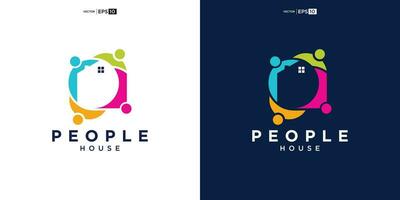 hus Hem människor mänsklig team arbete familj logotyp design inspiration vektor