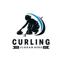 curling vektor logotyp design mall