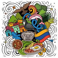 Kolumbien Hand gezeichnet Karikatur Kritzeleien Illustration. vektor
