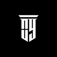 oy Monogramm-Logo mit Emblem-Stil auf schwarzem Hintergrund isoliert vektor