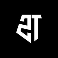 zt -logotypmonogram med formmall för pentagonform vektor