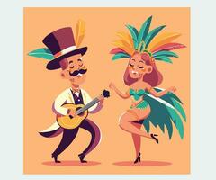 Rio de Janeiro Karneval Brasilien mit Brasilianer Zeichen Illustration vektor