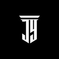 jy monogram -logotyp med emblemstil isolerad på svart bakgrund vektor