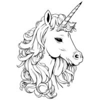 magisk söt enhörning, vektor illustration av en enhörning huvud.
