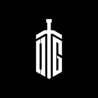 og Logo-Monogramm mit Schwertelement-Band-Design-Vorlage vektor