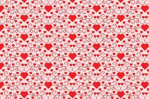 krusidullar virvlande hjärtan sömlös mönster, abstrakt hjärtan virvlar mönster, valentines dag elegant sömlös bakgrund, lockigt hjärtan upprepa bakgrund, röd kärlek romantisk textur omslag papper vektor