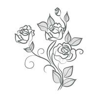 Rose Illustration von Bleistift Linie Kunst mit Gekritzel Stil Färbung Buch Seite kostenlos Vektor