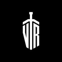 vr-Logo-Monogramm mit Schwertelement-Band-Design-Vorlage vektor