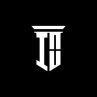 io monogram -logotyp med emblemstil isolerad på svart bakgrund vektor