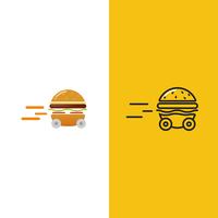 Burger Lieferung. Schnelles Hamburger Auto. Logo für ein Restaurant oder ein Café. Vektor-Illustration vektor