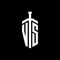 vs logo monogram med svärd element band formgivningsmall vektor