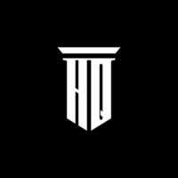 hq monogram logotyp med emblem stil isolerad på svart bakgrund vektor