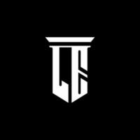le-Monogramm-Logo mit Emblem-Stil auf schwarzem Hintergrund isoliert vektor