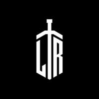 lr logotyp monogram med svärd element band formgivningsmall vektor