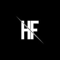 hf -logotypmonogram med snedstreckad designmall vektor