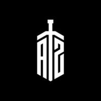 az-Logo-Monogramm mit Schwertelement-Band-Design-Vorlage vektor