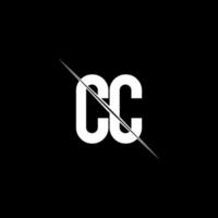 cc -logotypmonogram med formmall för snedstreck vektor