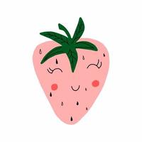 jordgubbe, söt karaktär för design, handritad, doodle. vektor