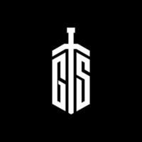 gs-Logo-Monogramm mit Schwertelement-Band-Design-Vorlage vektor