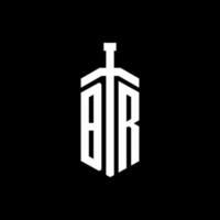 br-Logo-Monogramm mit Schwertelement-Band-Design-Vorlage vektor