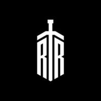 rr-Logo-Monogramm mit Schwertelement-Band-Design-Vorlage vektor