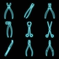 Klinik Zange Symbole einstellen Vektor Neon-