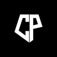 cp -logotypmonogram med formmall för pentagonform vektor