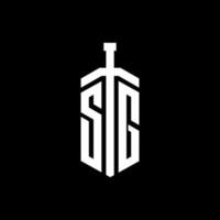 sg-Logo-Monogramm mit Schwertelement-Band-Design-Vorlage vektor