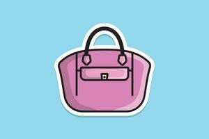 Mädchen schön Handtasche oder Geldbörse Aufkleber Design Vektor Illustration. Schönheit Mode Objekte Symbol Konzept. Neu Ankunft Frauen Party Geldbörse Aufkleber Design Logo Symbol.