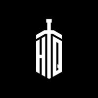 hq logo monogram med svärd element band formgivningsmall vektor