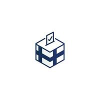 finland val begrepp, demokrati, röstning valsedel låda med flagga. vektor ikon illustration