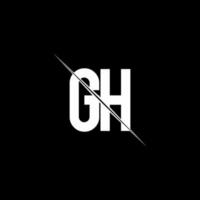 gh-Logo-Monogramm mit Slash-Design-Vorlage vektor