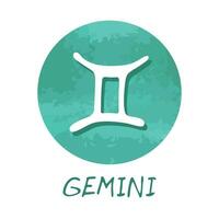 hand dragen gemini zodiaken tecken i runda ram astrologi klotter ClipArt element för design vektor