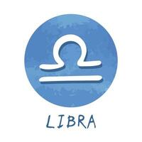 hand dragen libra zodiaken tecken i runda ram astrologi klotter ClipArt element för design vektor