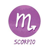 hand dragen scorpio zodiaken tecken i runda ram astrologi klotter ClipArt element för design vektor