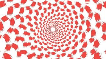 abstrakt Spiral- gepunktet Spinnen rot und Weiß Wirbel Stil Blume Hintergrund. vektor